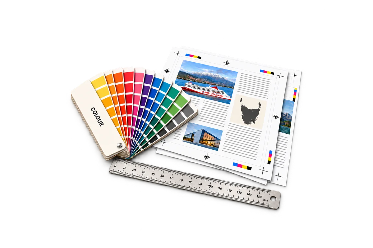 Graphic design and print materials with Tasmanian motifs